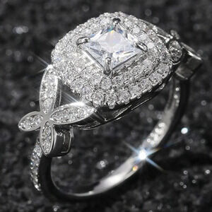 🌸Beautiful Pure Princess Cut Square CZ Romantic Wedding Ring, K820